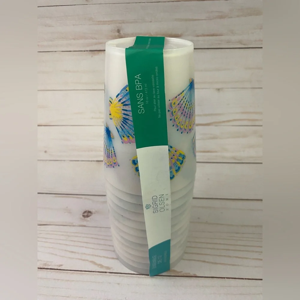 Pack Of 12 New Sigrid Olsen Seashell Reusable Tumblers Cups 16 oz BPA Free - Picture 3 of 5